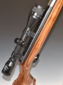 Weihrauch HW97K .22 air rifle with laminated show wood stock, chequered semi-pistol grip, raised
