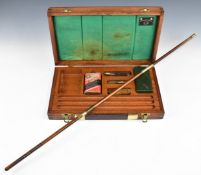 James Purdey & Sons oak cased cleaning kit with three piece rod, jag, mop, phosphor bronze brush,