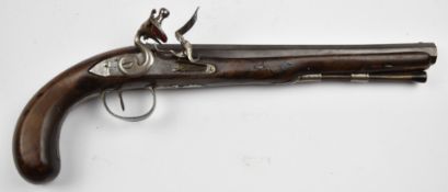 Wogdon of London flintlock duelling pistol with named lock, engraved steel trigger guard, top