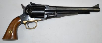 Italian .44 six shot single action percussion revolver with adjustable sights, brass trigger
