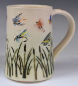 Dennis Chinaworks signed limited edition 6/50 fly fishing tankard with monogram, Southfield and 2001