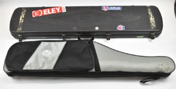 Two shotgun or rifle carry cases comprising GunGuard lockable flight case (133x30x11cm) and an