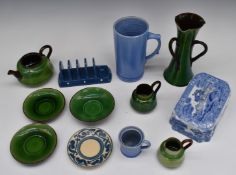 Collection of Watcombe, Barnstaple and other Devon pottery and a Spode Italian butter dish,