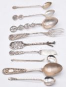 Chinese silver spoons and other cutlery, many marked including bamboo decorated examples, length