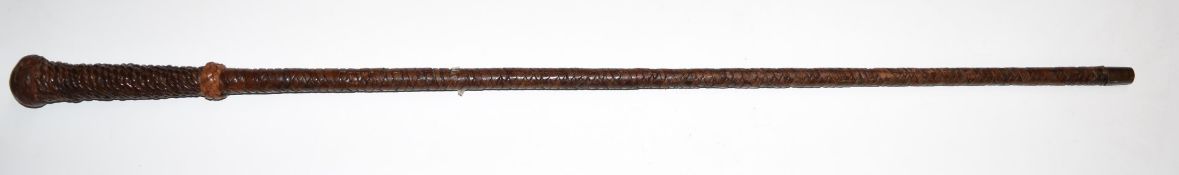 British Army leather covered stick/cane, L87cm