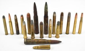 Nineteen deactivated large calibre big game cartridges including .50, .470, Kynoch .477, No.1 Gibbs,