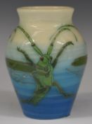 Dennis Chinaworks signed number 2 baluster vase decorated with grasshoppers, H13cm