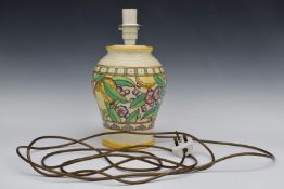 Charlotte Rhead for Crown Ducal tubelined table lamp, H35cm