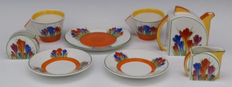 Clarice Cliff for Wedgwood tea for two decorated in the Crocus pattern