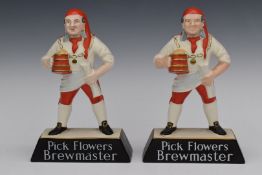 Pair of Carltonware 'Pick Flowers Brewmaster' advertising figures, H25cm