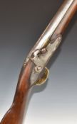 Unnamed percussion hammer action blunderbuss with brass trigger guard, butt plate, mounts and