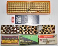 Two-hundred-and-forty .22 short rifle cartridges including CCI, Winchester, Eley etc, all in