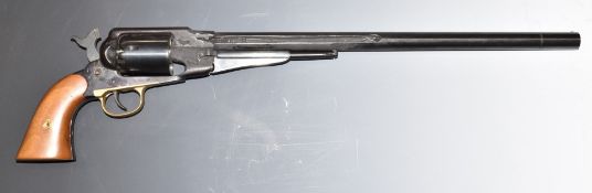 Deactivated Pietta .44 six-shot single-action long barrelled revolver with brass trigger guard,