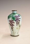 Japanese Ginbari enamel vase decorated with flowers on a graduated pale blue ground, with