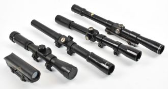 Five various rifle scopes comprising three 4x20 BSA, Kassnar and one other, Bisley 4x15 and