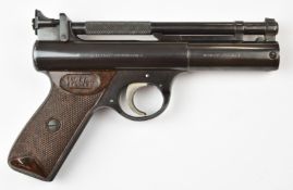 Webley Senior .177 air pistol with named and chequered Bakelite grips, and adjustable sights, serial