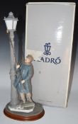 Lladro figure Lamplighter, with plinth and original box, H47cm