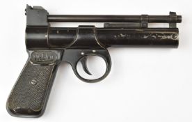 Webley Junior .177 air pistol with named and chequered grips and adjustable sights, serial number