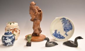Three pieces of Chinese and Japanese ceramics comprising two ginger jars and a bowl decorated with