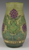 Dennis Chinaworks signed limited edition 7/49 teardrop vase with motto 'Roll me over in the clover',