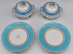 Approximately twenty two pieces of Victorian Coalport dinnerware including tureens, tazzas and