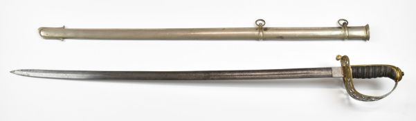 Victorian 1857 pattern Royal Engineers Officer's sword with pierced gilt brass bowl hilt with