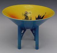 Richard Godfrey retro/mid century modern studio pottery tazza raised on four stepped legs,