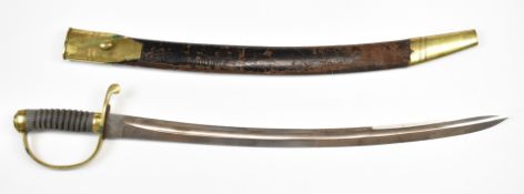 Victorian Constabulary sword with shagreen grip, brass hilt, 61cm curved blade and 89 stamped to