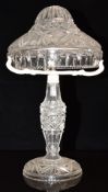 A large cut glass domed table lamp with metal mounts, H46cm