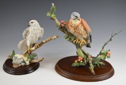 Two Country Artists bird of prey figures 'Gyr Falcon with Fern' and 'Kestrel with Mayberries',