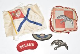 Special Air Service parachute 'wings' together with two Polish pilot's badges etc