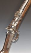 French trapdoor breech loading percussion converted from flintlock rifle with sling mounts, steel