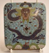 Chinese 19thC cloisonné cigarette case with dragon decoration, 8 x 9cm