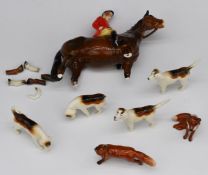 Beswick foxes, hounds and huntsmen