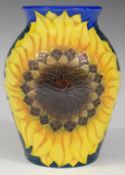 Dennis Chinaworks signed limited edition 106/177 baluster vase decorated with sunflowers