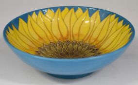 Dennis Chinaworks signed limited edition 80/133 pedestal sunflower dish dated 97, diameter 14 x