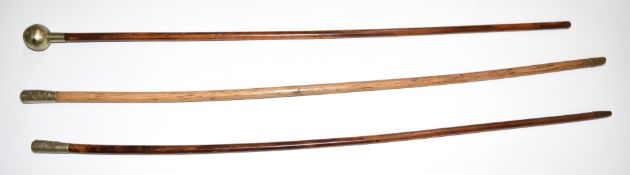Three swagger sticks for the Manchester Regiment, South Lancashire Regiment and Royal Engineers,