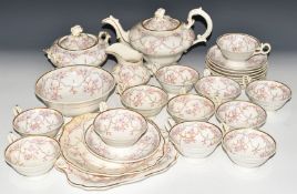 Approximately twenty six pieces of 19thC English porcelain teaware, tallest 18cm