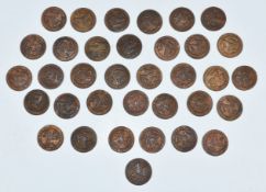 Thirty five tokens used by German Prisoners of War when interred on the Isle of Man during WW2.