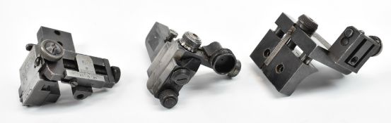 Three sets of fully adjustable target rifle sights, one set Alfred J Parker Twin Zero M80 to suit