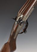 Robert Hughes & Son 12 bore side by side hammer action shotgun with line engraved lock, underside,