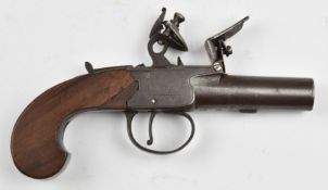 Rawlins & Co of London flintlock pocket pistol with named lock, thumb slide safety and 1.75 inch