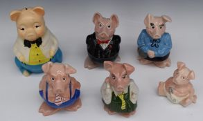 Five Wade Nat West pigs and one other similar, tallest 24cm