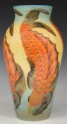 Dennis Chinaworks signed limited edition 21/25 large vase decorated with koi carp, H37cm