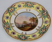 Continental relief moulded cabinet plate with sailing boats and figural decoration and Sevres mark
