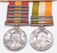 British Army Boer War medal pair comprising Queen's South Africa Medal with clasps for Relief of