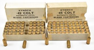 One-hundred Colt ACP .45 blank pistol cartridges, all in original boxes.