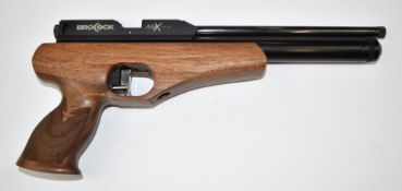 Brocock AimX Grand .22 PCP target air pistol with shaped and chequered grip, adjustable hair trigger