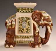 Chinese ceramic garden seat in the form of an elephant, 38cm tall