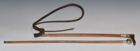 Hallmarked silver riding crop/whip engraved Lieut G V Rowland Welsh (Carn) RGA Bangor together